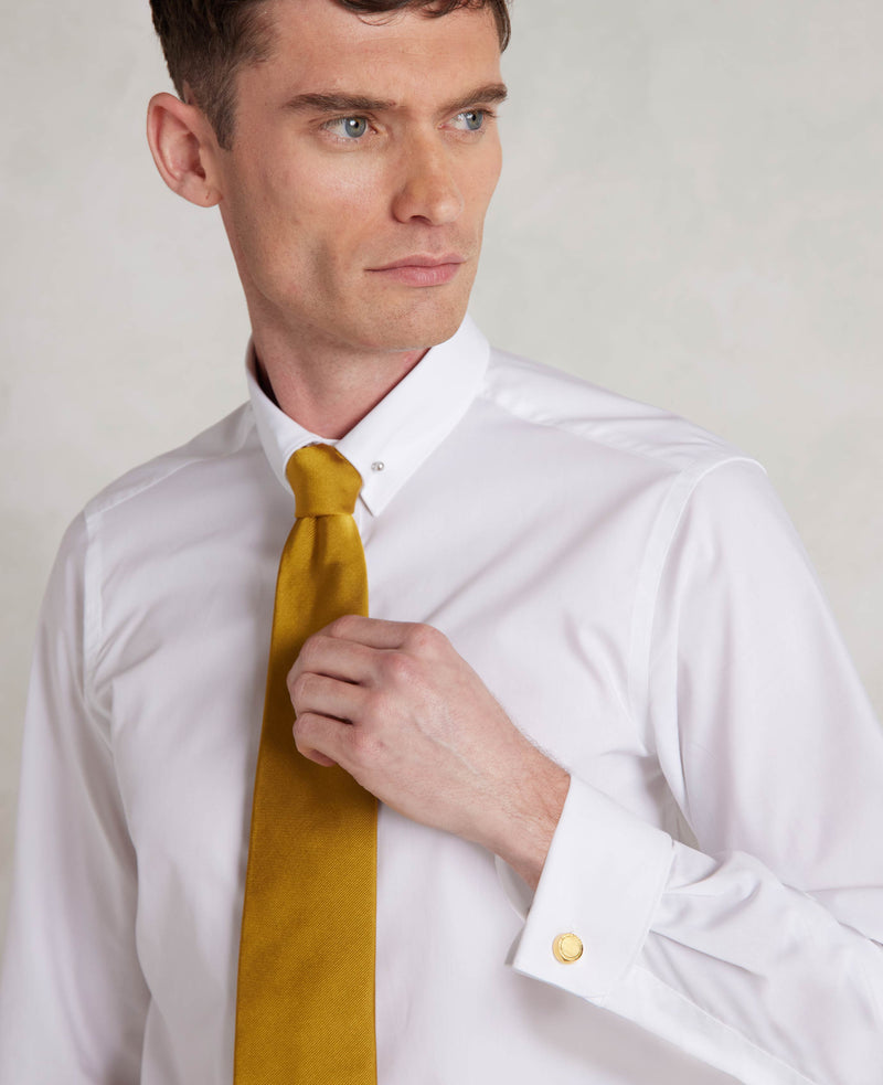 White Extra Slim Fit Pin Collar Shirt - Double Cuff