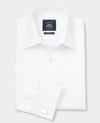 White Herringbone Classic Fit Dress Shirt - French Cuff