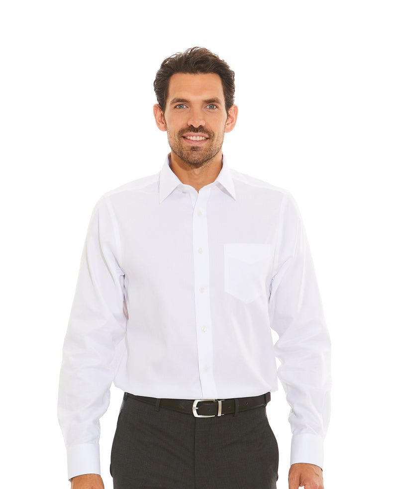 White Micro Dobby Classic Fit Non-Iron Shirt - Single Cuff Model Shot