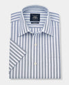 Navy White Classic Fit Short Sleeve Striped Shirt