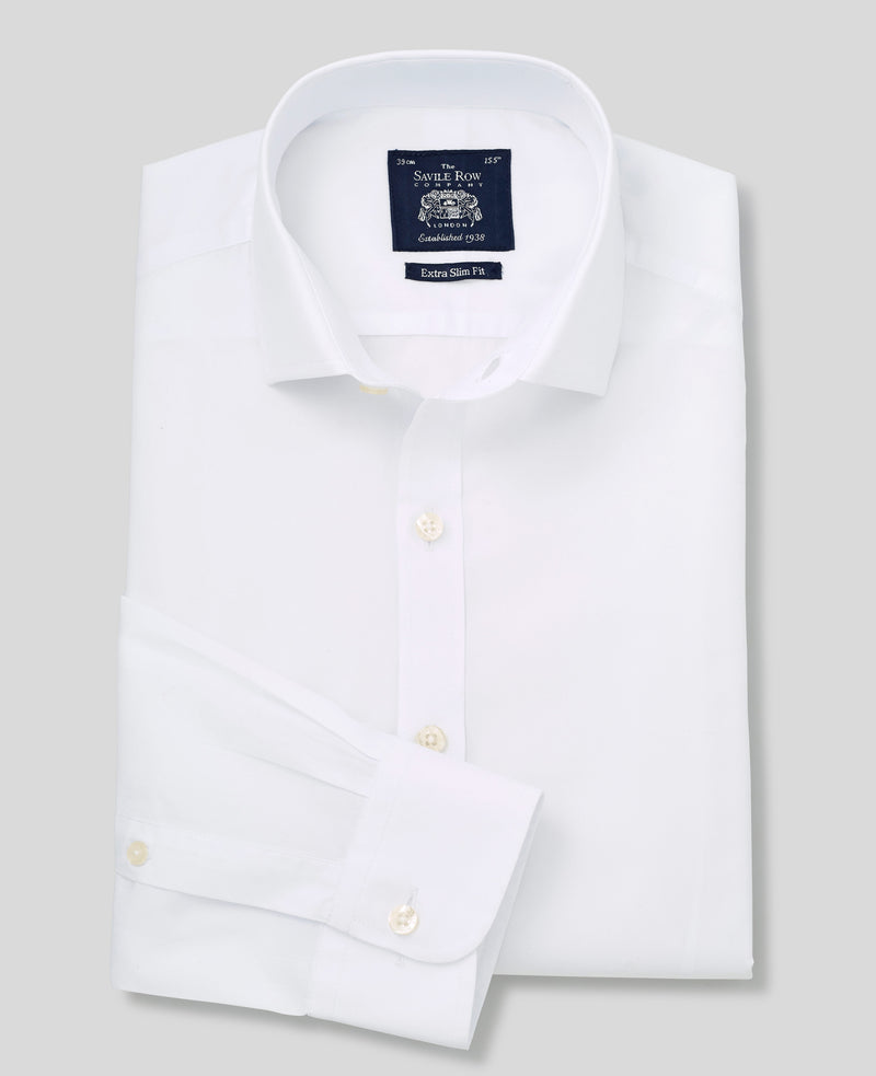 White Poplin Extra Slim Fit Shirt - Single or Double Cuff
