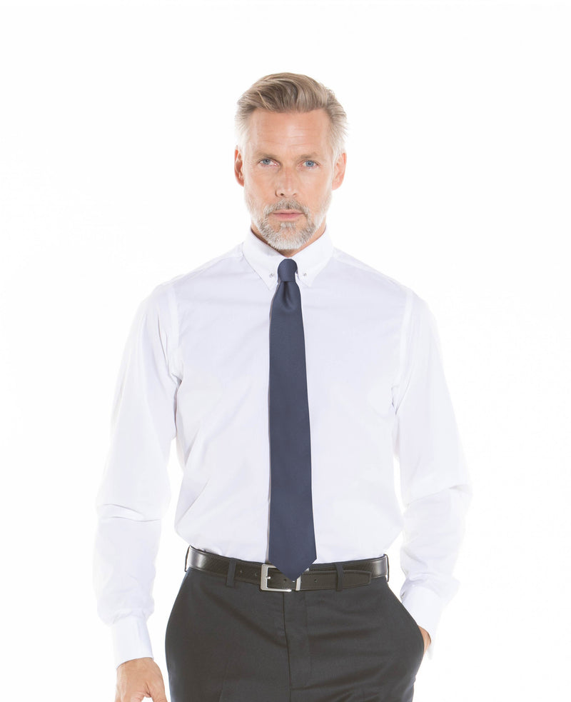 White Poplin Pin Collar Slim Fit Double Cuff Formal Shirt