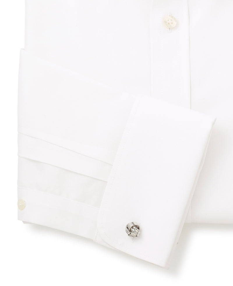 White Poplin Slim Fit Non-Iron Shirt - Double Cuff - Cuff Detail - 2032WHT