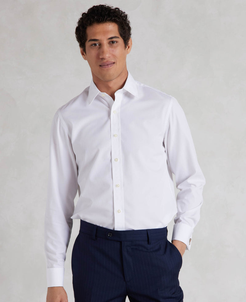 White Poplin Slim Fit Non-Iron Shirt - Double Cuff