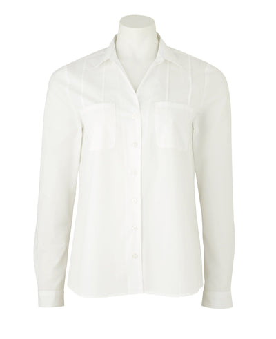 Women's White Semi-Fitted Shirt With Pin-Tuck Detailing