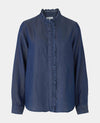 Women's Denim Blue Semi Fitted Frilly Shirt