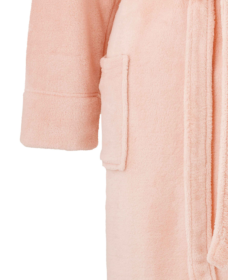 Women's Dusky Pink Fleece Supersoft Dressing Gown  - Cuff Detail - LDG1007PNK