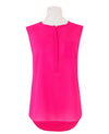 Women's Pink Collarless Sleeveless Shirt