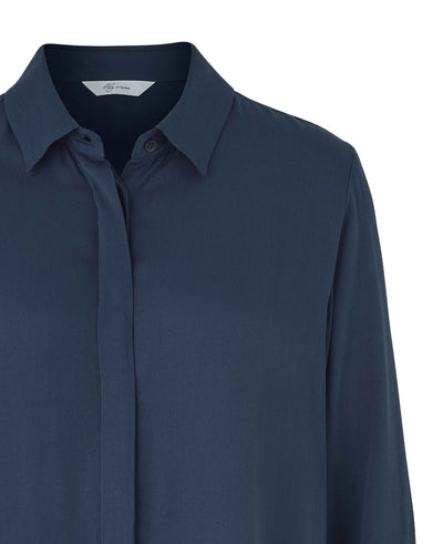 Women's Navy Viscose Twill Boyfriend Fit Shirt