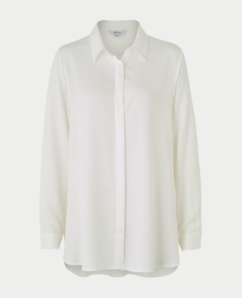 Women's Off White Viscose Twill Boyfriend Fit Shirt