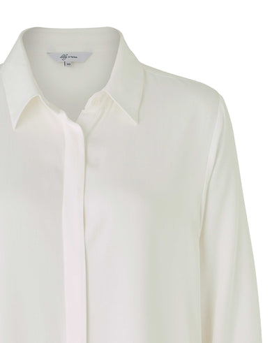 Women's Off White Viscose Twill Boyfriend Fit Shirt